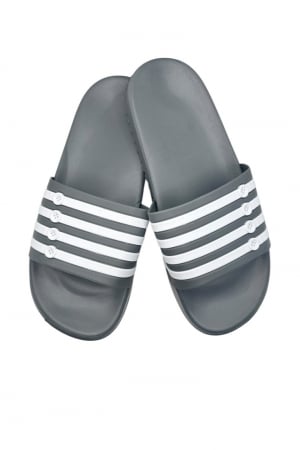 Papuci plaja barbati - Papuci de plaja sau piscina pentru barbati, Tecos®, gri, marimea 40, 25 centimetri,usori, confortabili, cu design modern
