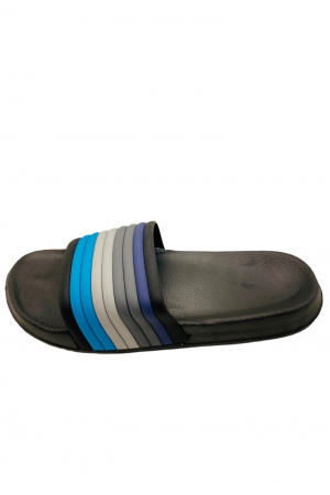 Papuci de plaja sau piscina pentru bărbați, Tecos, maro, mărimea 44, 28.5 centimetri, bareta negru/albastru [1]