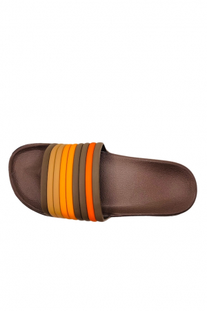 Papuci de plaja sau piscina pentru bărbați, Tecos, maro, mărimea 40, 26.5 centimetri, bareta multicoloră [2]