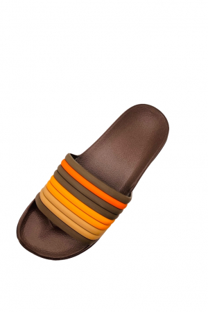 Papuci de plaja sau piscina pentru bărbați, Tecos, maro, mărimea 40, 26.5 centimetri, bareta multicoloră [3]