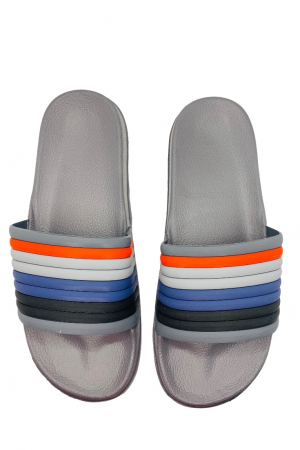 Papuci de plaja sau piscina pentru bărbați, Tecos, gri, mărimea 41, 27 centimetri, bareta multicoloră [4]