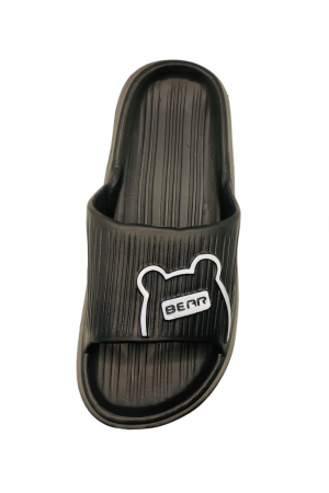 Papuci de plaja sau piscina pentru barbati, Tecos, negru, marime 40-41, 25.5 centimetri, foarte usori, imprimeu ursulet [4]