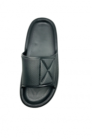 Papuci de plaja sau piscina pentru barbati, Tecos, negru, marime 42-43, 26 centimetri, talpa comoda si design elegant, bareta reglabila cu arici [2]