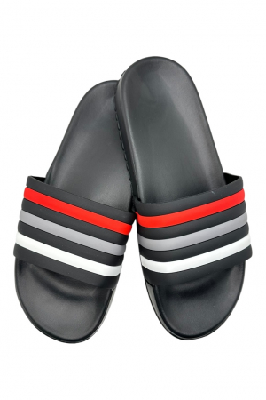 Papuci plaja barbati - Papuci de plaja sau piscina pentru barbati, Tecos®, negru, marimea 40, 25 centimetri, usori, confortabili, cu design modern