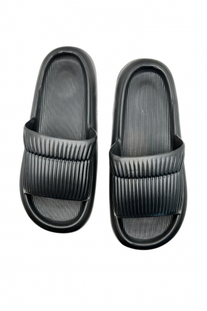 Papuci de plaja sau piscina pentru barbati, Tecos®, negru, marimea 40-41, 26 centimetri, foarte usori si confortabili, model cu striatii [2]