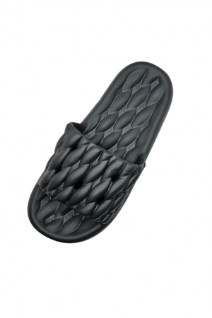 Papuci de plaja sau piscina pentru barbati, Tecos®, negru, marimea 40-41, 26 centimetri, usori, confortabili, aspect impletit [3]