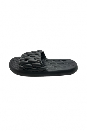 Papuci de plaja sau piscina pentru barbati, Tecos®, negru, marimea 40-41, 26 centimetri, usori, confortabili, aspect impletit [1]