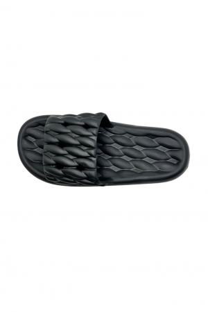 Papuci de plaja sau piscina pentru barbati, Tecos®, negru, marimea 40-41, 26 centimetri, usori, confortabili, aspect impletit [2]