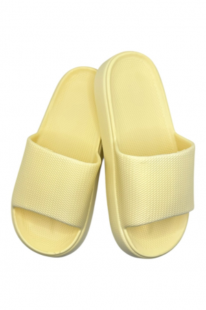 Papuci plaja - Papuci de plaja sau piscina pentru dama de tip Cloud Slides, Tecos®, marime 38-39, ultra usori, galben, 24.5 centimetri