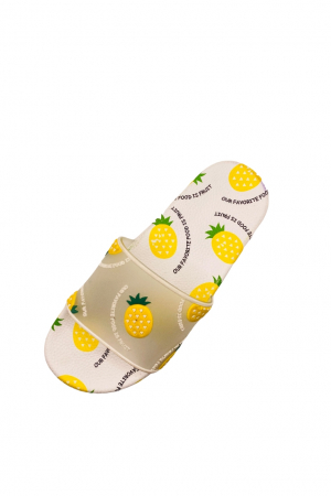 Papuci de plaja sau piscina pentru dama, imprimeu cu ananas, albi cu galben, mărime 36-37, 23.5 centimetri [3]