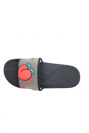 Papuci de plaja sau piscina pentru dama, TECOS, imprimeu piersica, negru, mărime 36-37, 23.5 centimetri [2]