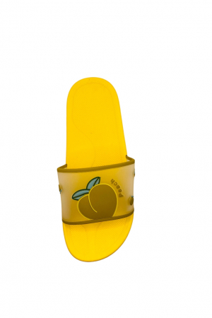 Papuci de plaja sau piscina pentru dama, TECOS, imprimeu piersica, galben, mărime 38-39, 24.5 centimetri [4]