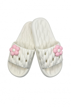 Papuci plaja - Papuci de plaja sau piscina pentru dama, Tecos®, marime 40-41, alb, 26 centimetri, ultra moi si usori, design modern, confortabili, aspect impletit