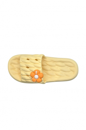 Papuci de plaja sau piscina pentru dama, Tecos®, marime 36-37, galben, 24 centimetri, ultra moi si usori, design modern, confortabili, aspect impletit [2]
