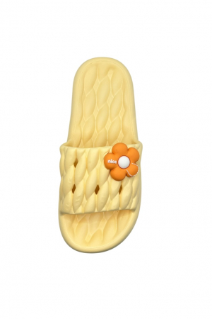 Papuci de plaja sau piscina pentru dama, Tecos®, marime 36-37, galben, 24 centimetri, ultra moi si usori, design modern, confortabili, aspect impletit [3]