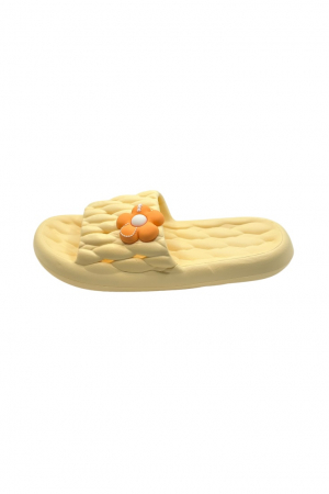 Papuci de plaja sau piscina pentru dama, Tecos®, marime 36-37, galben, 24 centimetri, ultra moi si usori, design modern, confortabili, aspect impletit [1]