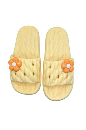 Papuci de plaja sau piscina pentru dama, Tecos®, marime 36-37, galben, 24 centimetri, ultra moi si usori, design modern, confortabili, aspect impletit [4]