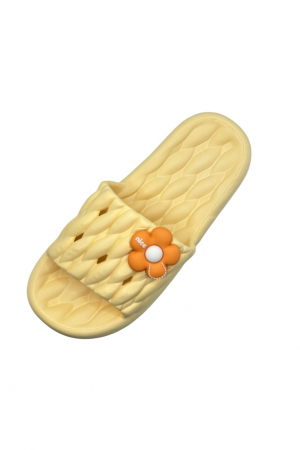 Papuci de plaja sau piscina pentru dama, Tecos®, marime 36-37, galben, 24 centimetri, ultra moi si usori, design modern, confortabili, aspect impletit [5]
