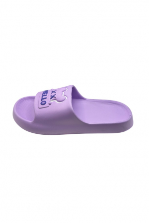 Papuci de plaja sau piscina pentru dama, Tecos®, marime 36-37, mov, 23 centimetri, ultra moi si usori, design modern, confortabili, imprimeu HAPPY FACE [1]