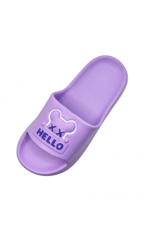 Papuci de plaja sau piscina pentru dama, Tecos®, marime 36-37, mov, 23 centimetri, ultra moi si usori, design modern, confortabili, imprimeu HAPPY FACE [2]