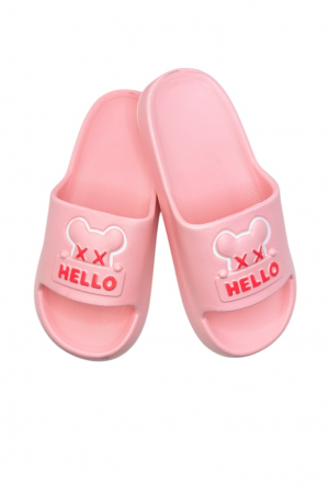 Papuci plaja - Papuci de plaja sau piscina pentru dama, Tecos®, marime 36-37, roz, 23 centimetri, ultra moi si usori, design modern, confortabili, imprimeu HAPPY FACE