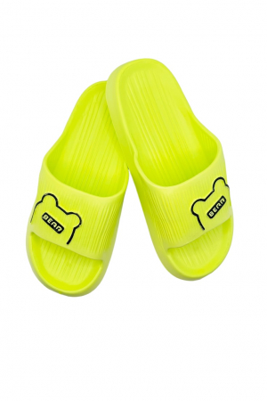 Papuci plaja - Papuci de plaja sau piscina pentru dama, Tecos, marime 36-37, ultra usori, imprimeu ursulet, verde, 23 centimetri