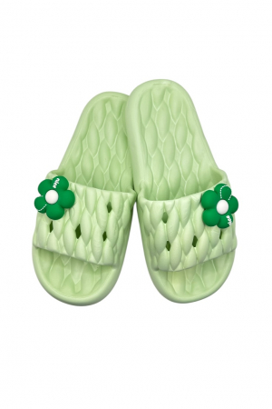 Papuci plaja - Papuci de plaja sau piscina pentru dama, Tecos®, marime 36-37, verde, 24 centimetri, ultra moi si usori, design modern, confortabili, aspect impletit