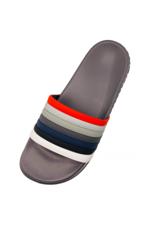 Papuci de plaja sau piscina pentru bărbați, gri, marimea 40, 25 centimetri, bareta multicoloră [3]
