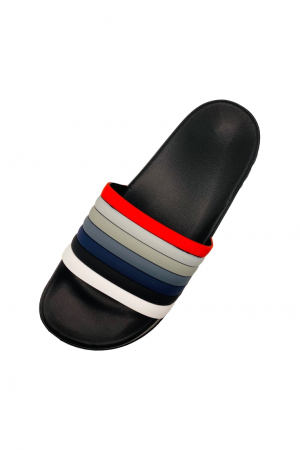 Papuci de plaja sau piscina pentru bărbați, negri, marimea 40, 25 centimetri, bareta multicoloră [3]