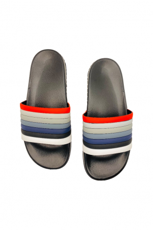 Papuci de plaja sau piscina pentru bărbați, negri, marimea 40, 25 centimetri, bareta multicoloră [4]
