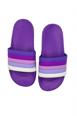 Papuci de plaja sau piscina, Tecos, mov, marime 40, 25 centimetri, bareta in culori curcubeu [5]