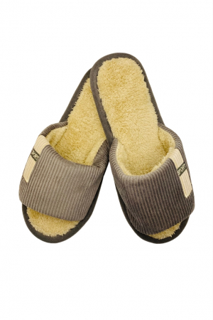 Papuci casa barbati - Papuci decupati pentru barbati, TECOS, marime 42-43, gri, caldurosi, 28 centimetri