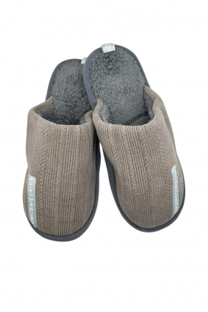 Papuci casa barbati - Papuci imblaniti de casa pentru barbati, Tecos®, marime 40-41, gri, talpa foarte comoda, caldurosi, 27 centimetri