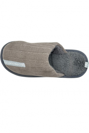 Papuci imblaniti de casa pentru barbati, Tecos®, marime 40-41, gri, talpa foarte comoda, caldurosi, 27 centimetri [3]