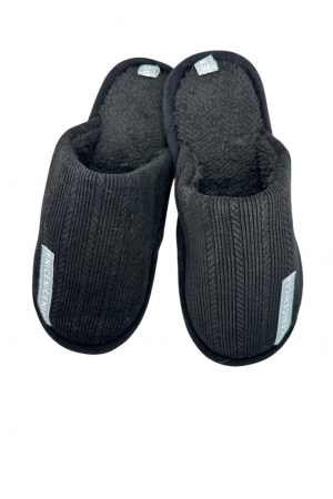 Papuci casa barbati - Papuci imblaniti de casa pentru barbati, Tecos®, marime 40-41, negru, talpa foarte comoda, caldurosi, 27 centimetri