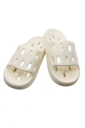 Papuci pentru adulti, Tecos, marime 36-37, alb, foarte usori, talpa anti-alunecare si cu gauri, 24 centimetri [0]