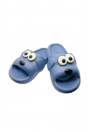 Papuci plaja barbati - Papuci pentru barbati, Tecos, marime 40-41, albastru, foarte usori, talpa anti-alunecare, imprimeu amuzant 3D, 25.5 centimetri