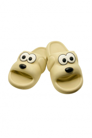 Papuci plaja barbati - Papuci pentru barbati, Tecos, marime 40-41, crem, foarte usori, talpa anti-alunecare, imprimeu amuzant 3D, 25.5 centimetri