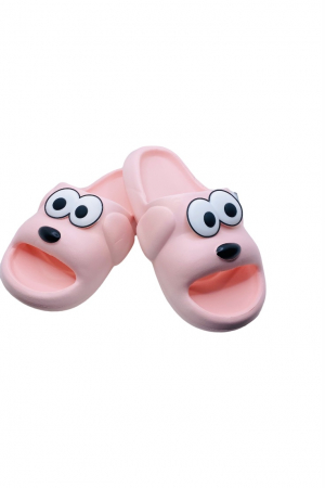 Papuci plaja - Papuci pentru dama, Tecos, marime 35-36, roz, foarte usori, talpa anti-alunecare, imprimeu amuzant 3D, 23 centimetr