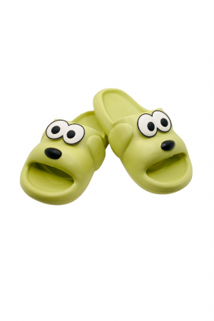 Papuci plaja - Papuci pentru dama, Tecos, marime 35-36, verde, foarte usori, talpa anti-alunecare, imprimeu amuzant 3D, 23 centimetri