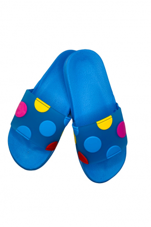 Papuci piscina sau plaja pentru dama, albastru cu buline colorate, marime 36, 23.5 centimetri [0]