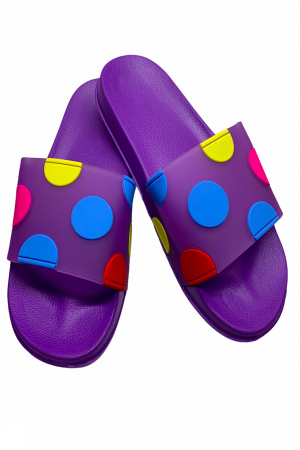 Papuci piscina sau plaja pentru dama, mov cu buline colorate, marime 41 [0]