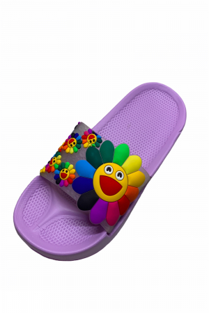 Papuci piscina sau plaja pentru dama, mov, marime 40-41, imprimeu 3D floarea soarelui [4]