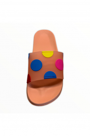 Papuci piscina sau plaja pentru dama, portocaliu cu buline colorate, marime 41 [3]
