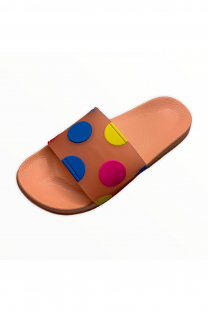 Papuci piscina sau plaja pentru dama, portocaliu cu buline colorate, marime 41 [4]