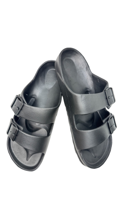 Papuci plaja barbati - Papuci sport bărbați Tecos negri cu catarame ajustabile talpă EVA confortabilă