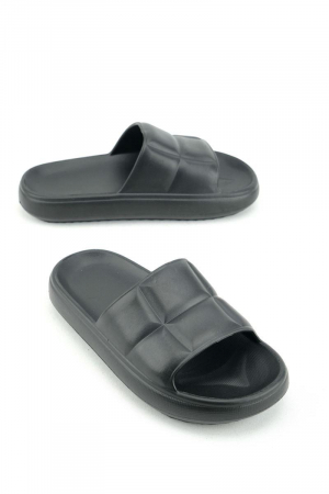 Papuci plaja dama - Papuci tip cloud pentru femei, Tecos®, marime 36, negru, 23 centimetri, realizati din material EVA moale și durabil, ideali pentru casă, duș, plajă sau grădină
