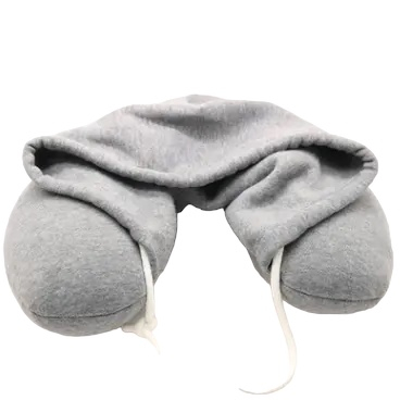 Perna de voiaj pentru gat cu gluga, Cracos, anatomica, spuma de memorie cu husa detasabila, accesoriu de calatorie, birou sau masina, 30x28 cm, gri [6]