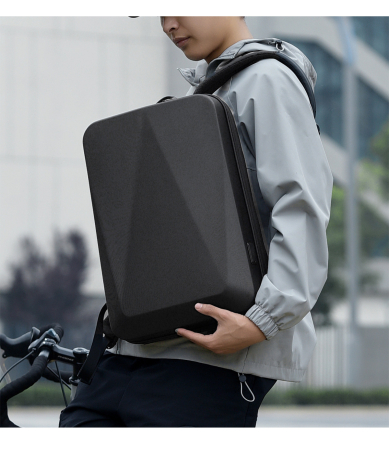 Rucsac business antifurt pentru laptop 15.6", Cracos®, carcasa dura impermeabila, cu port de incarcare USB, 45X9X30 cm, expandabila cu 6 cm, negru [3]