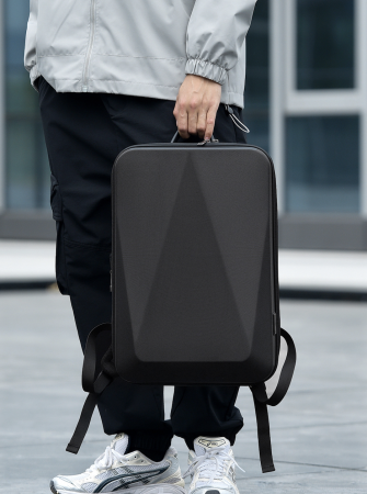 Rucsac business antifurt pentru laptop 15.6", Cracos®, carcasa dura impermeabila, cu port de incarcare USB, 45X9X30 cm, expandabila cu 6 cm, negru [10]